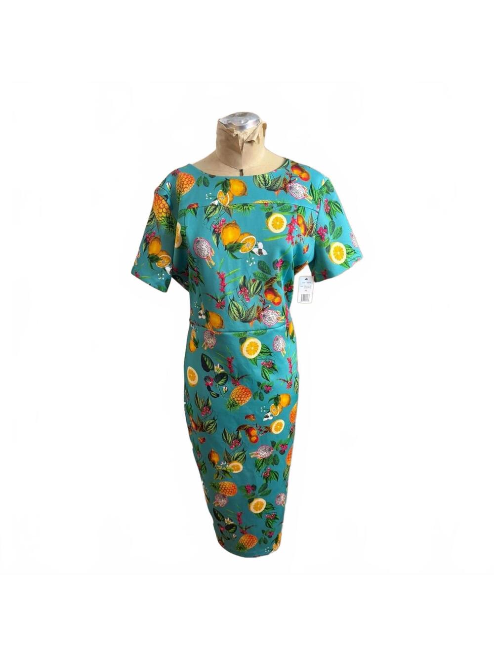 Alexia Admor Fruit Print Dress Turquoise